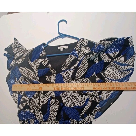Chico's Floral Flutter Sleeve Maxi Dress Women's Size 8 Four-teir Bottom - Picture 10 of 10